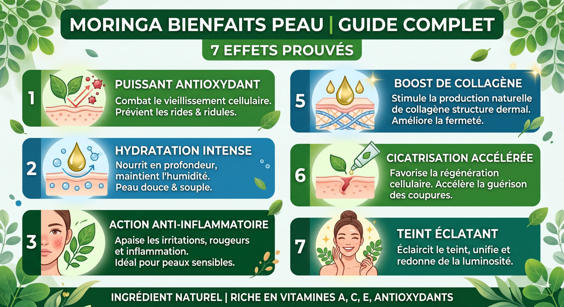 Accueil - Des Gummies au Moringa pour le Bien-être 16 Moringa bienfaits peau : 7 effets prouvés, le guide complet